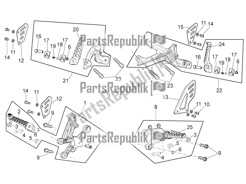 All parts for the Foot Rests of the Aprilia Tuono V4 1100 RR USA 2019