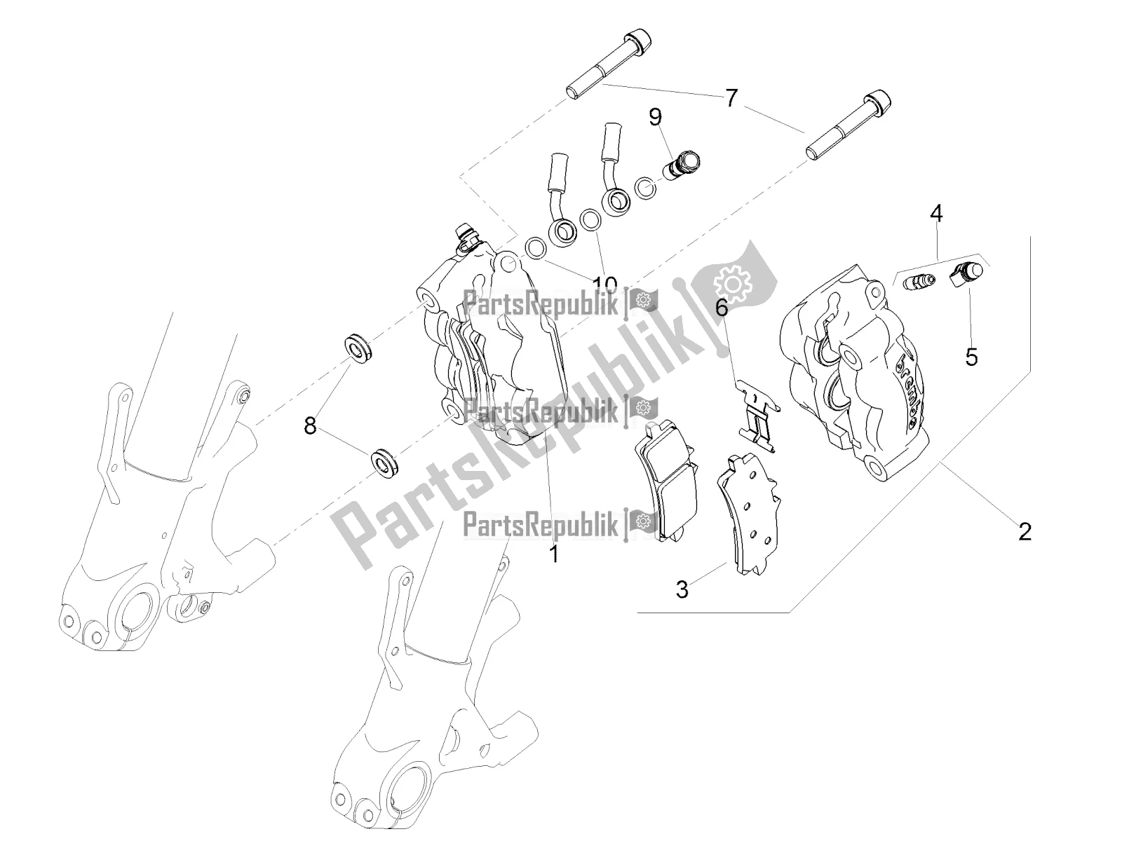 Todas las partes para Pinza De Freno Delantero de Aprilia Tuono V4 1100 RR USA 2019