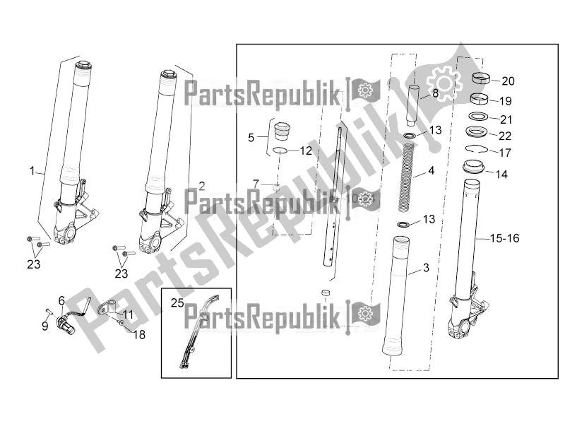 Toutes les pièces pour le Fourche Avant du Aprilia Tuono V4 1100 RR USA 2019