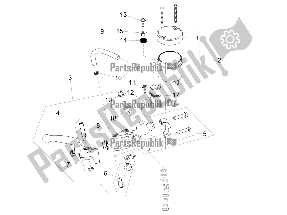 Toutes les pièces pour le Maître-cylindre Avant du Aprilia Tuono V4 1100 RR USA 2019