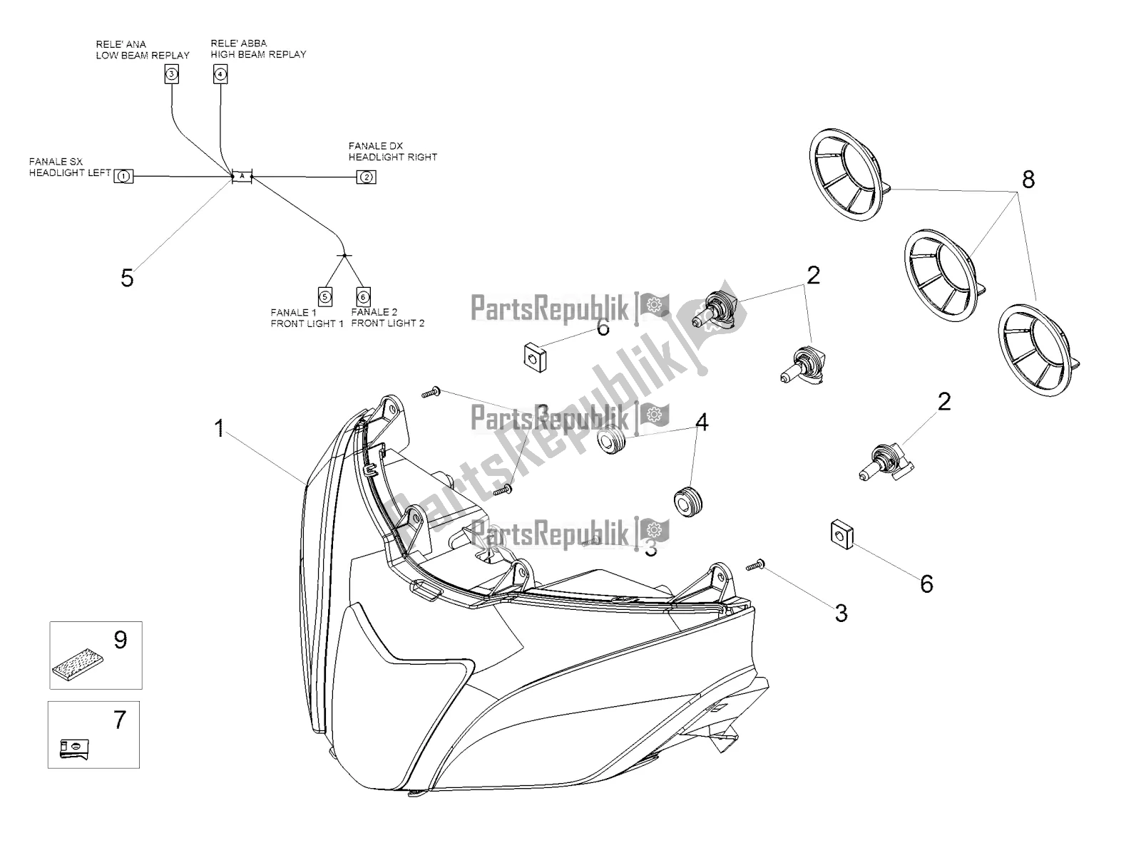 Toutes les pièces pour le Phare du Aprilia Tuono V4 1100 RR USA 2019