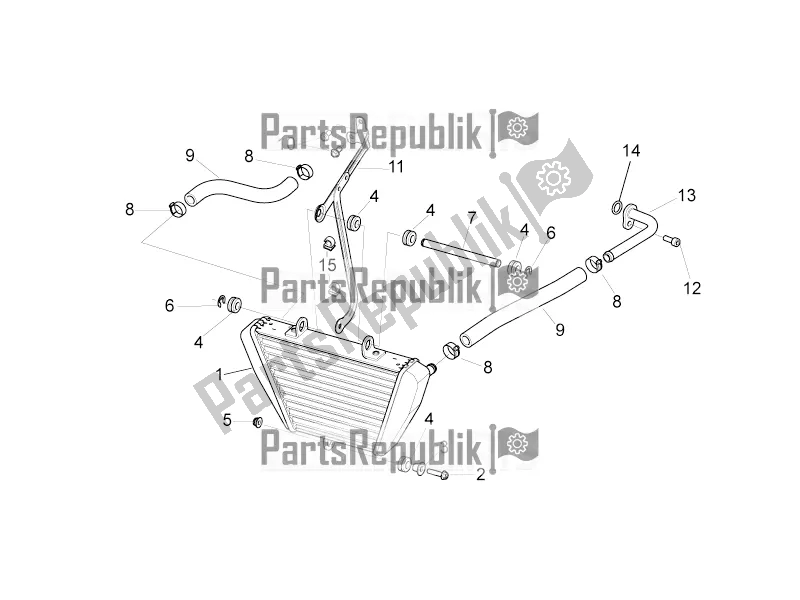 Alle onderdelen voor de Olie Radiator van de Aprilia Tuono V4 1100 RR USA 2019