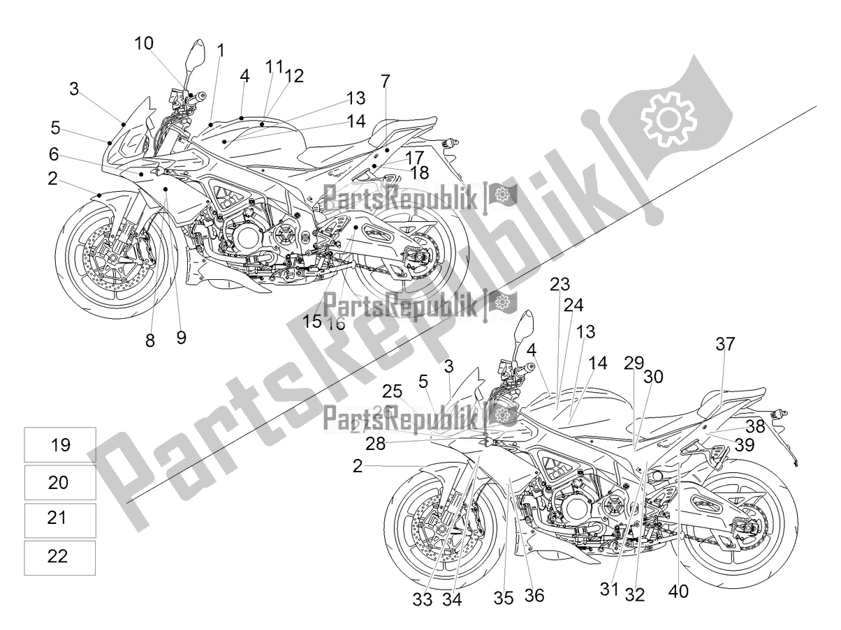 Wszystkie części do Zestaw Talerzy I Kalkomania Aprilia Tuono V4 1100 RR USA 2019