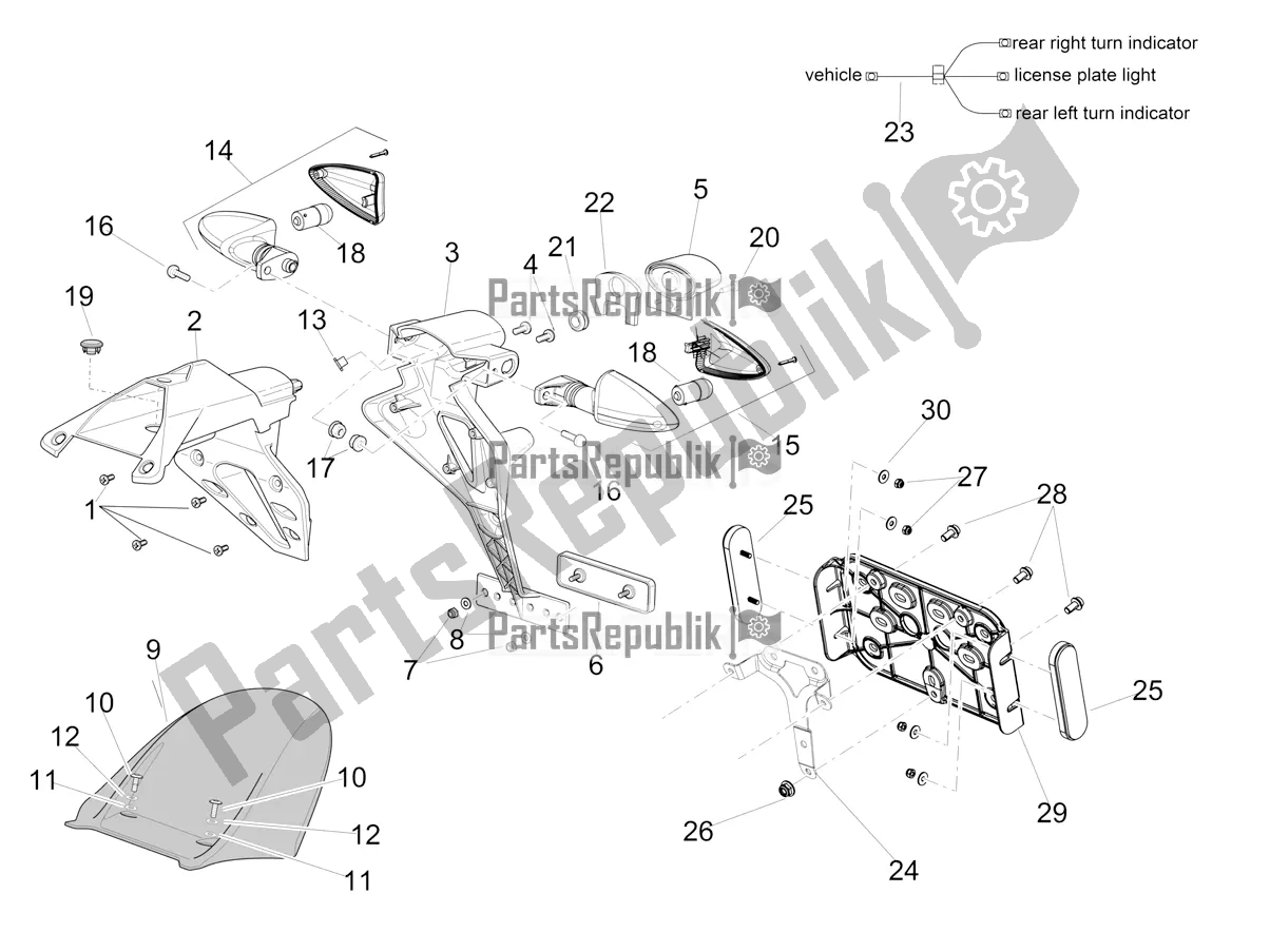 All parts for the Rear Body Ii of the Aprilia Tuono V4 1100 RR USA 2019