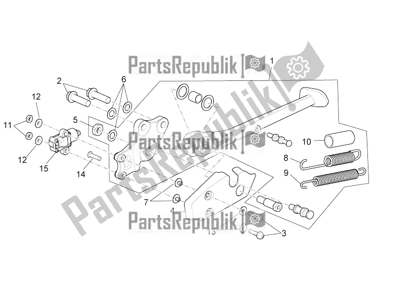 All parts for the Central Stand of the Aprilia Tuono V4 1100 RR USA 2020