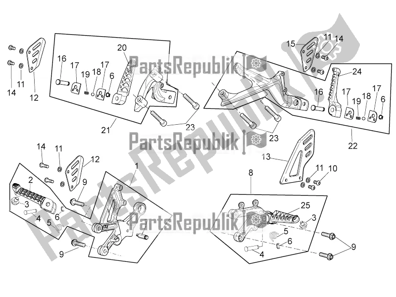 All parts for the Foot Rests of the Aprilia Tuono V4 1100 RR USA 2020