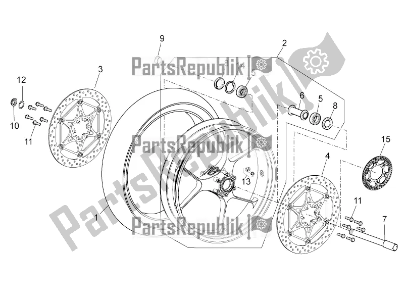 All parts for the Front Wheel of the Aprilia Tuono V4 1100 RR USA 2020