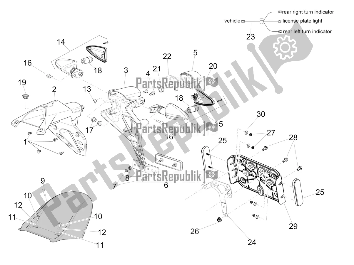 Toutes les pièces pour le Carrosserie Arrière Ii du Aprilia Tuono V4 1100 RR USA 2020
