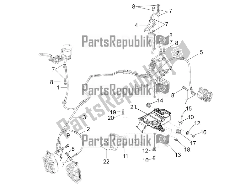 All parts for the Abs Brake System of the Aprilia Tuono V4 1100 RR USA, Canada 2016