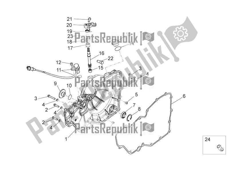 All parts for the Clutch Cover of the Aprilia Tuono V4 1100 RR USA, Canada 2016
