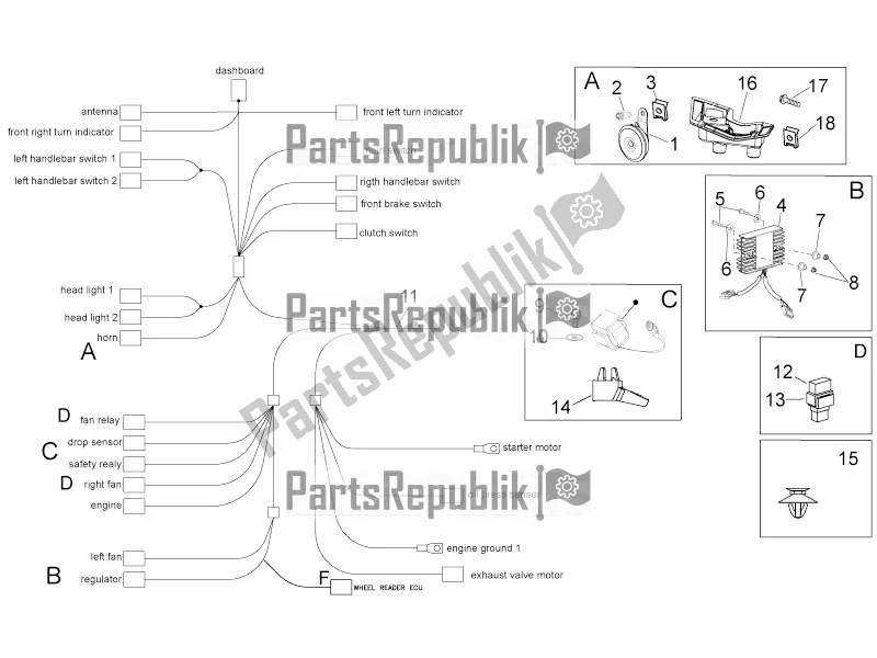 All parts for the Electrical System I of the Aprilia Tuono V4 1100 RR USA, Canada 2016