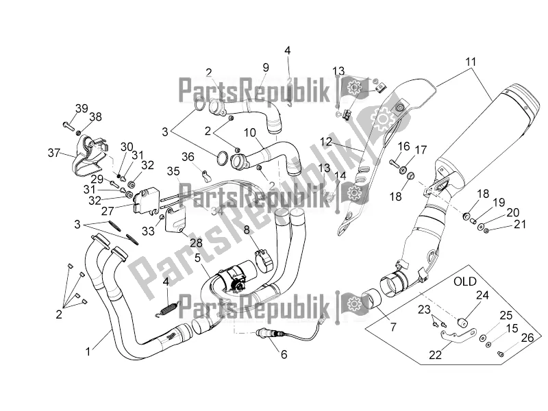 Toutes les pièces pour le Tuyau D'échappement I du Aprilia Tuono V4 1100 RR USA, Canada 2016