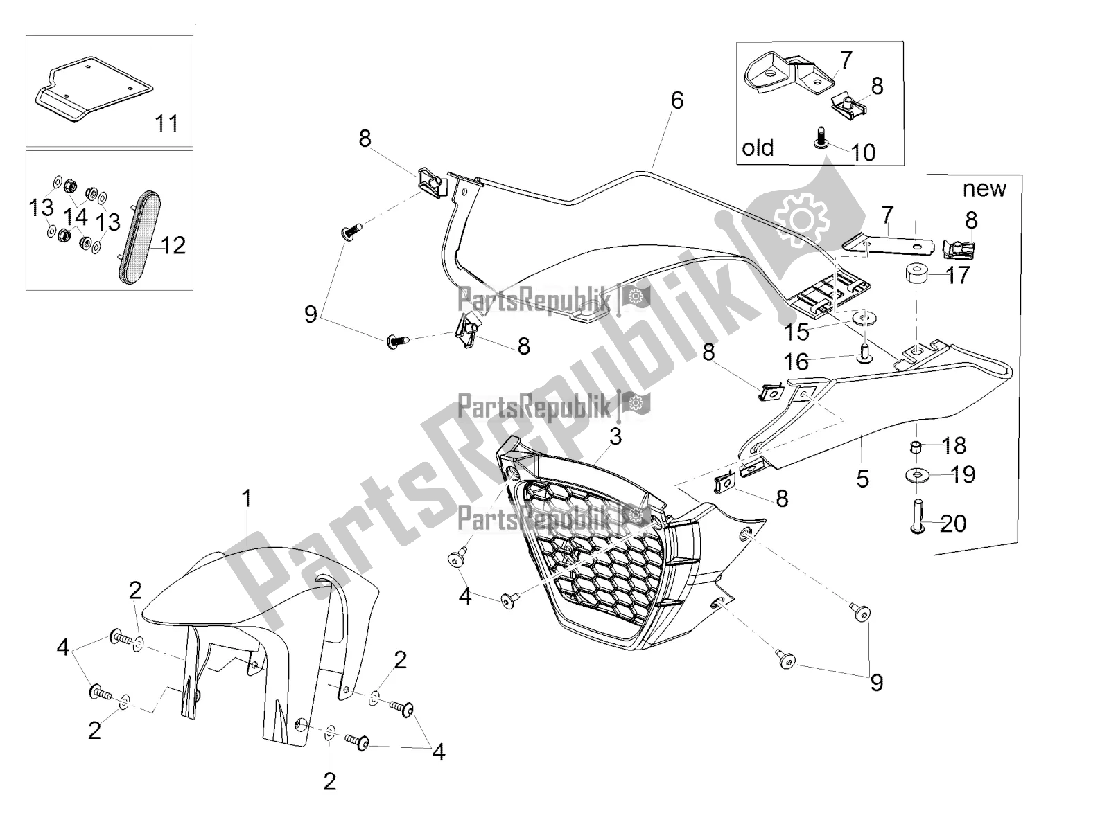 Todas as partes de Corpo Frontal Iii do Aprilia Tuono V4 1100 RR USA, Canada 2016