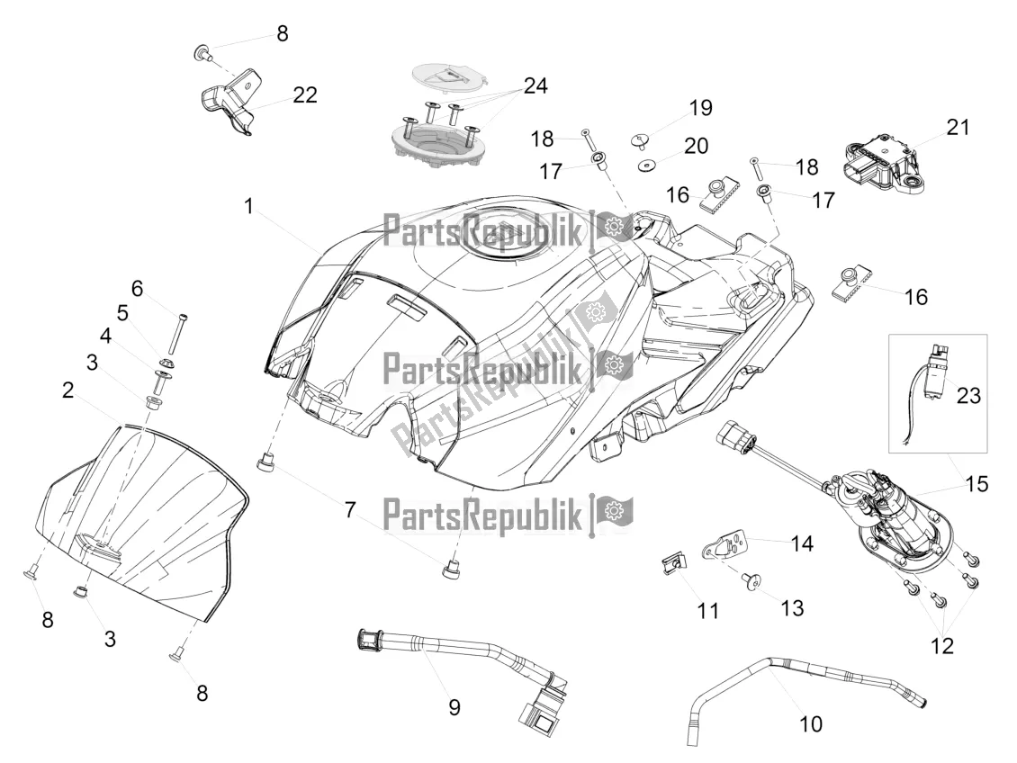 Todas las partes para Depósito De Combustible de Aprilia Tuono V4 1100 RR USA, Canada 2016