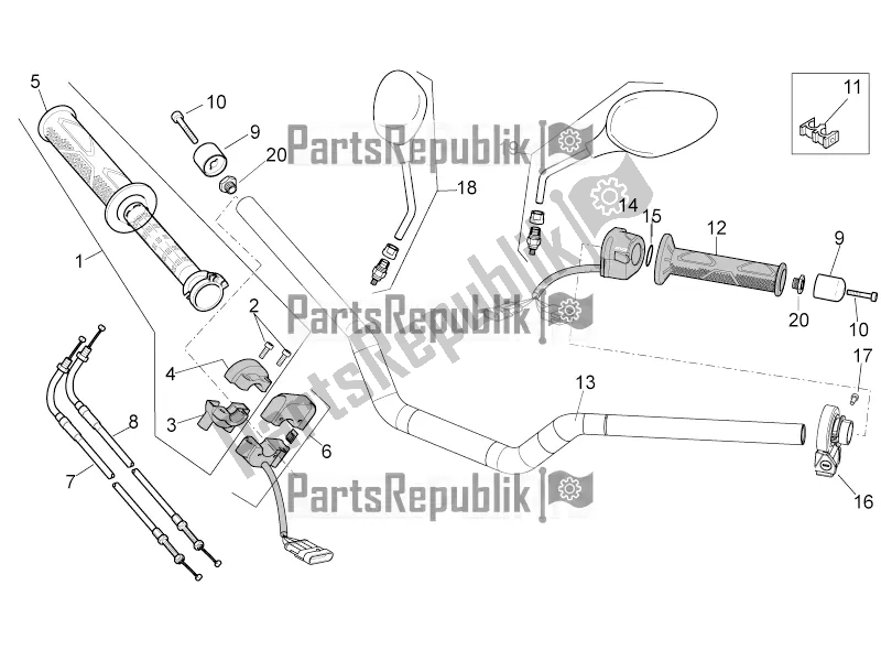 All parts for the Handlebar - Controls of the Aprilia Tuono V4 1100 RR USA, Canada 2016