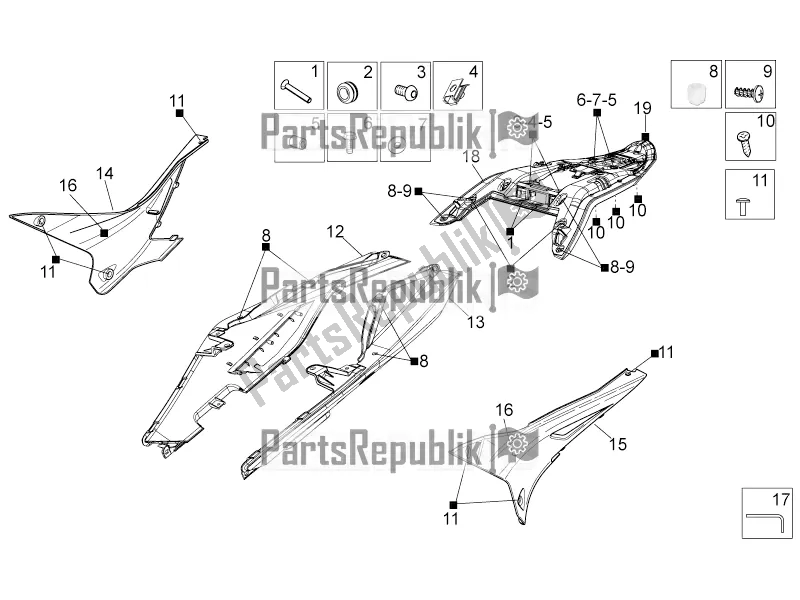 Toutes les pièces pour le Corps Arrière I du Aprilia Tuono V4 1100 RR USA, Canada 2016