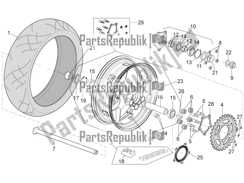 Toutes les pièces pour le Roue Arrière du Aprilia Tuono V4 1100 RR USA, Canada 2016