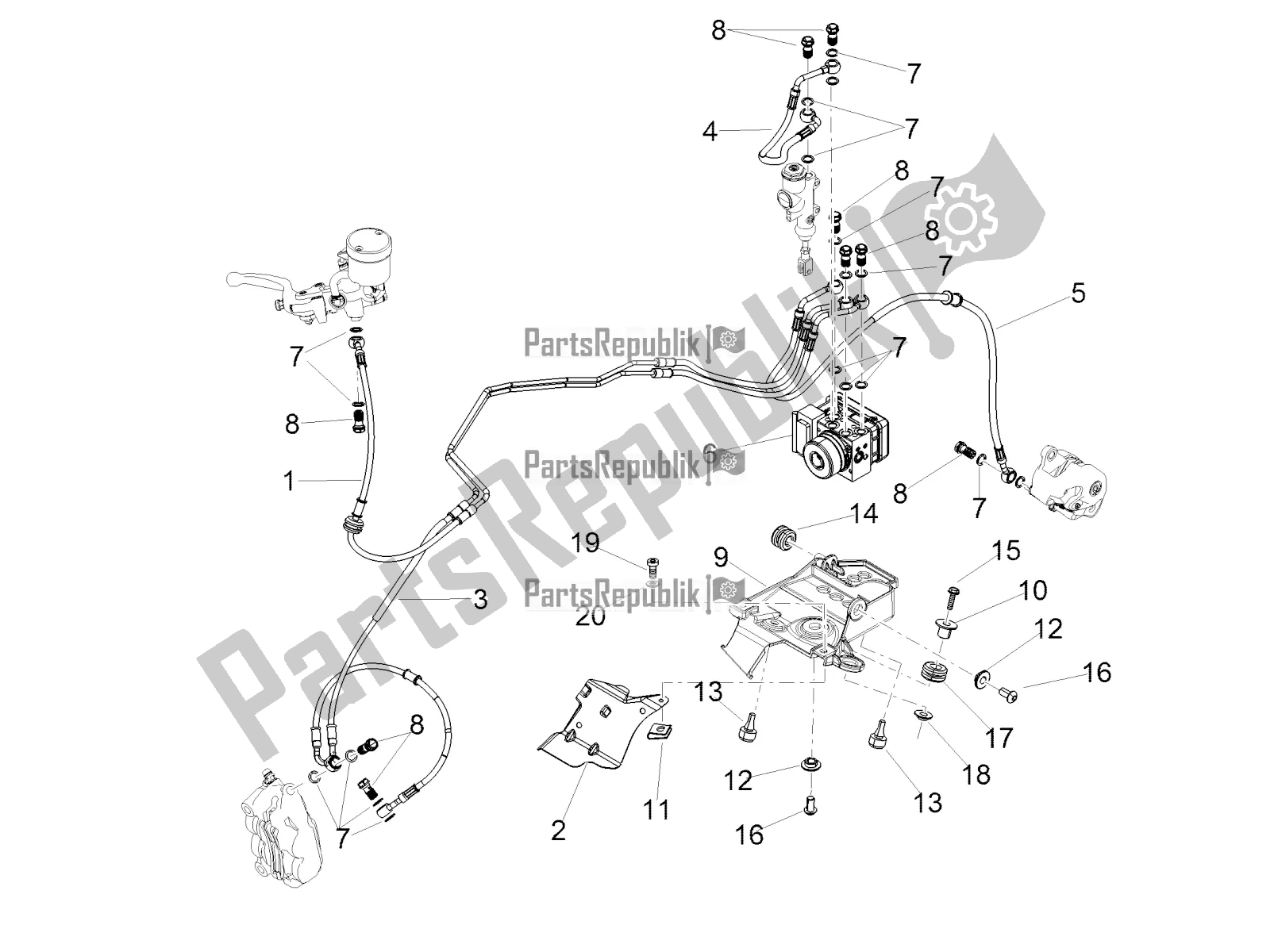 Toutes les pièces pour le Système De Freinage Abs du Aprilia Tuono V4 1100 RR ZD4 KG 2017