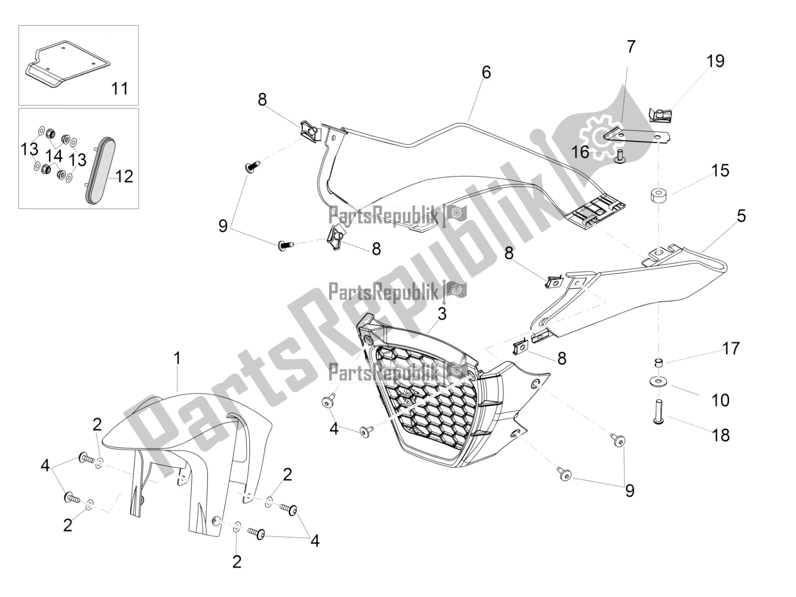 Tutte le parti per il Corpo Anteriore Iii del Aprilia Tuono V4 1100 RR ZD4 KG 2017