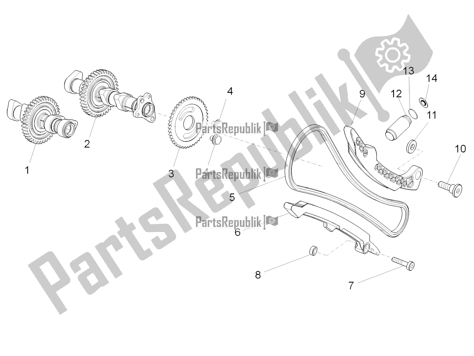 Alle Teile für das Vorderes Zylindersteuerungssystem des Aprilia Tuono V4 1100 RR ZD4 KG 2017