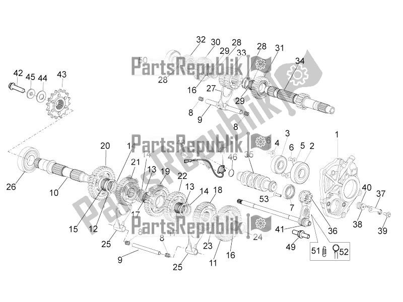 All parts for the Gear Box of the Aprilia Tuono V4 1100 RR ZD4 KG 2017