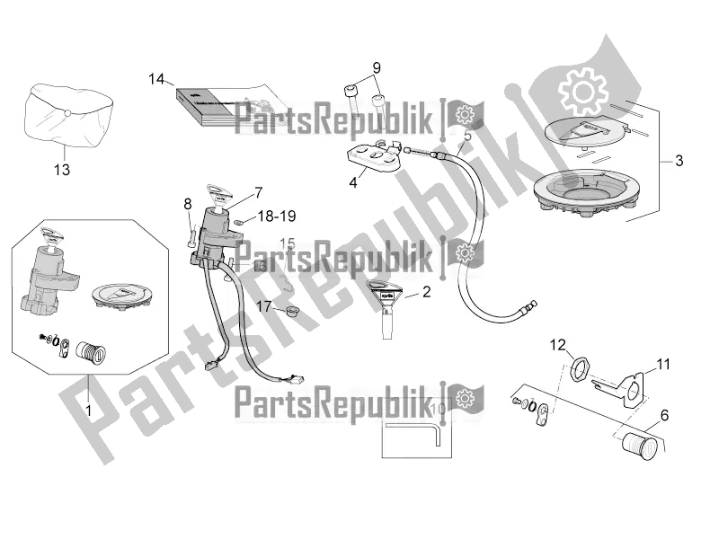 All parts for the Lock Hardware Kit of the Aprilia Tuono V4 1100 RR ZD4 KG 2017