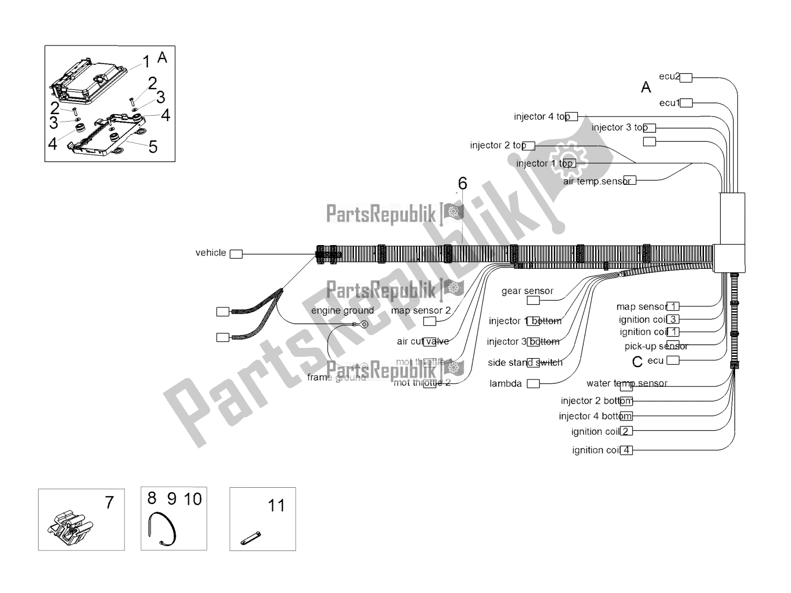 All parts for the Electrical System Iii of the Aprilia Tuono V4 1100 RR ZD4 KG 2018