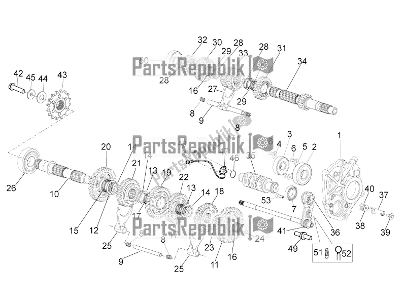 Alle onderdelen voor de Versnellingsbak van de Aprilia Tuono V4 1100 RR ZD4 KG 2018