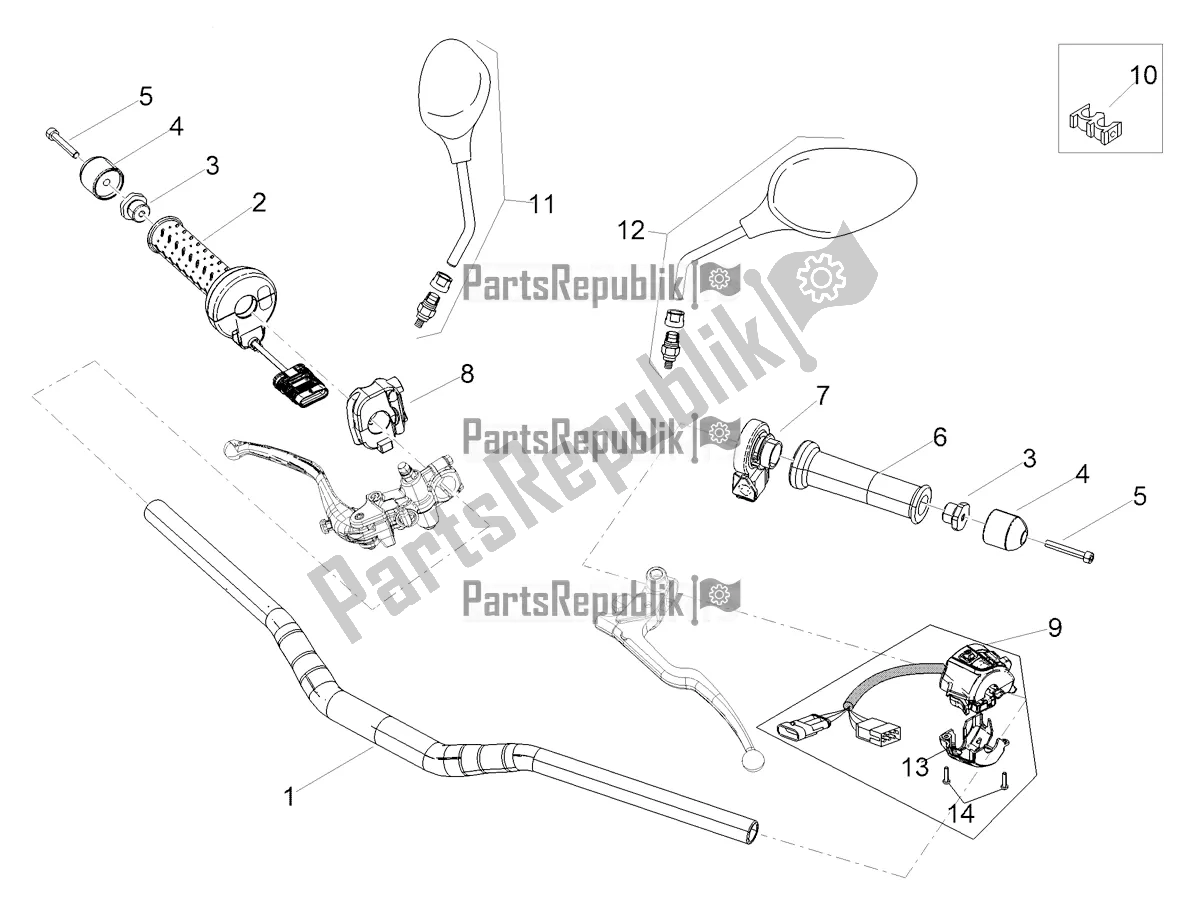 Todas as partes de Guiador - Controles do Aprilia Tuono V4 1100 RR ZD4 KG 2018