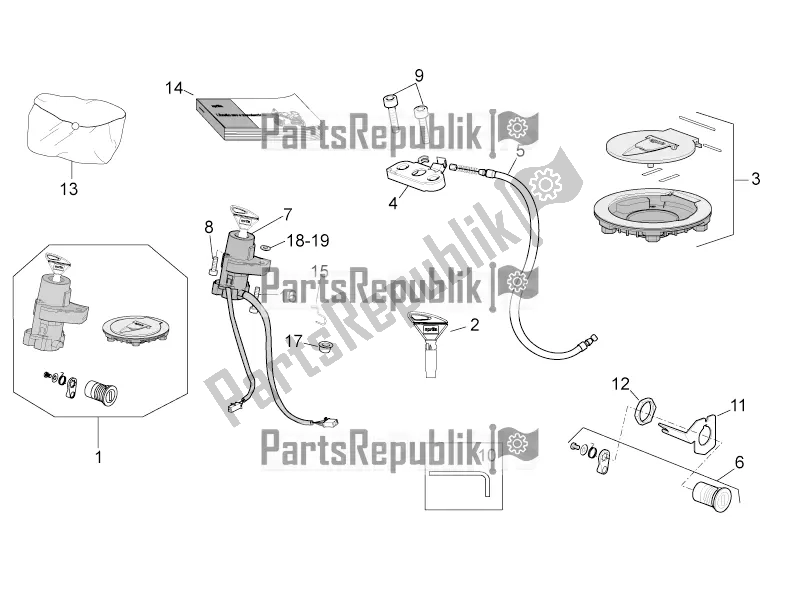 All parts for the Lock Hardware Kit of the Aprilia Tuono V4 1100 RR ZD4 KG 2018