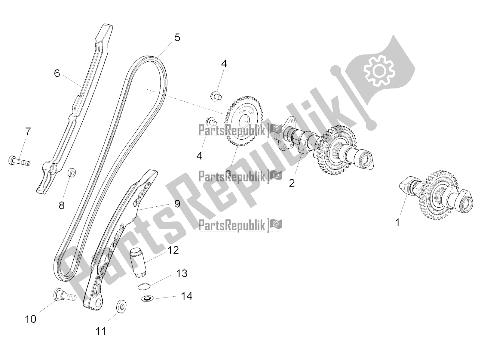 All parts for the Rear Cylinder Timing System of the Aprilia Tuono V4 1100 RR ZD4 KG 2018