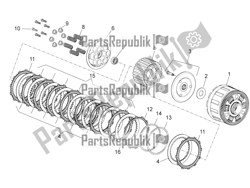 All parts for the Clutch Ii of the Aprilia Tuono V4 1100 RR ZD4 KG0 2019