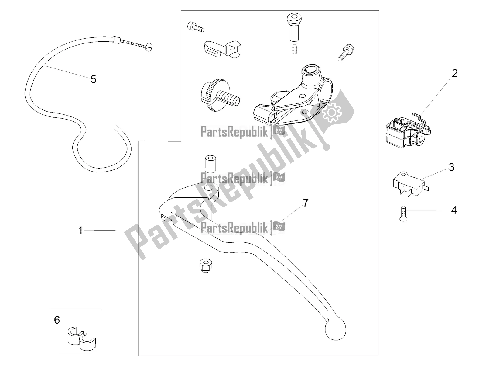 Todas as partes de Alavanca De Embreagem do Aprilia Tuono V4 1100 RR ZD4 KG0 2019