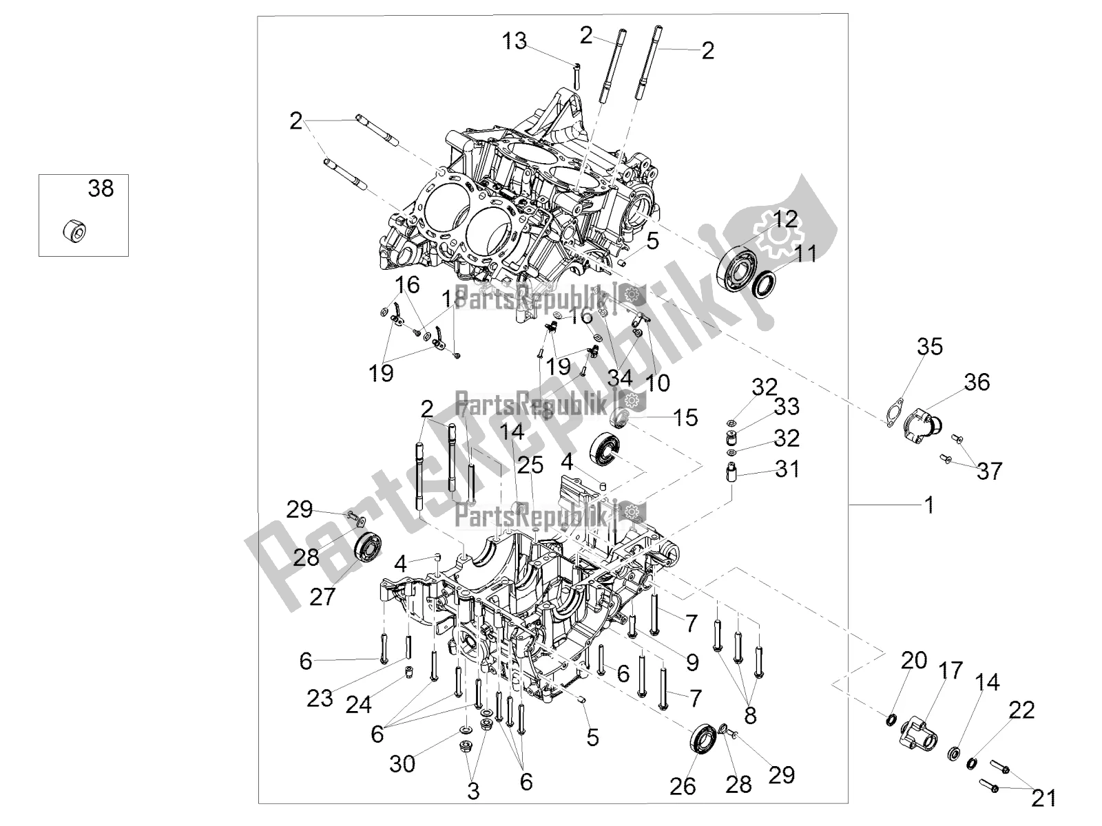 Tutte le parti per il Carter I del Aprilia Tuono V4 1100 RR ZD4 KG0 2019