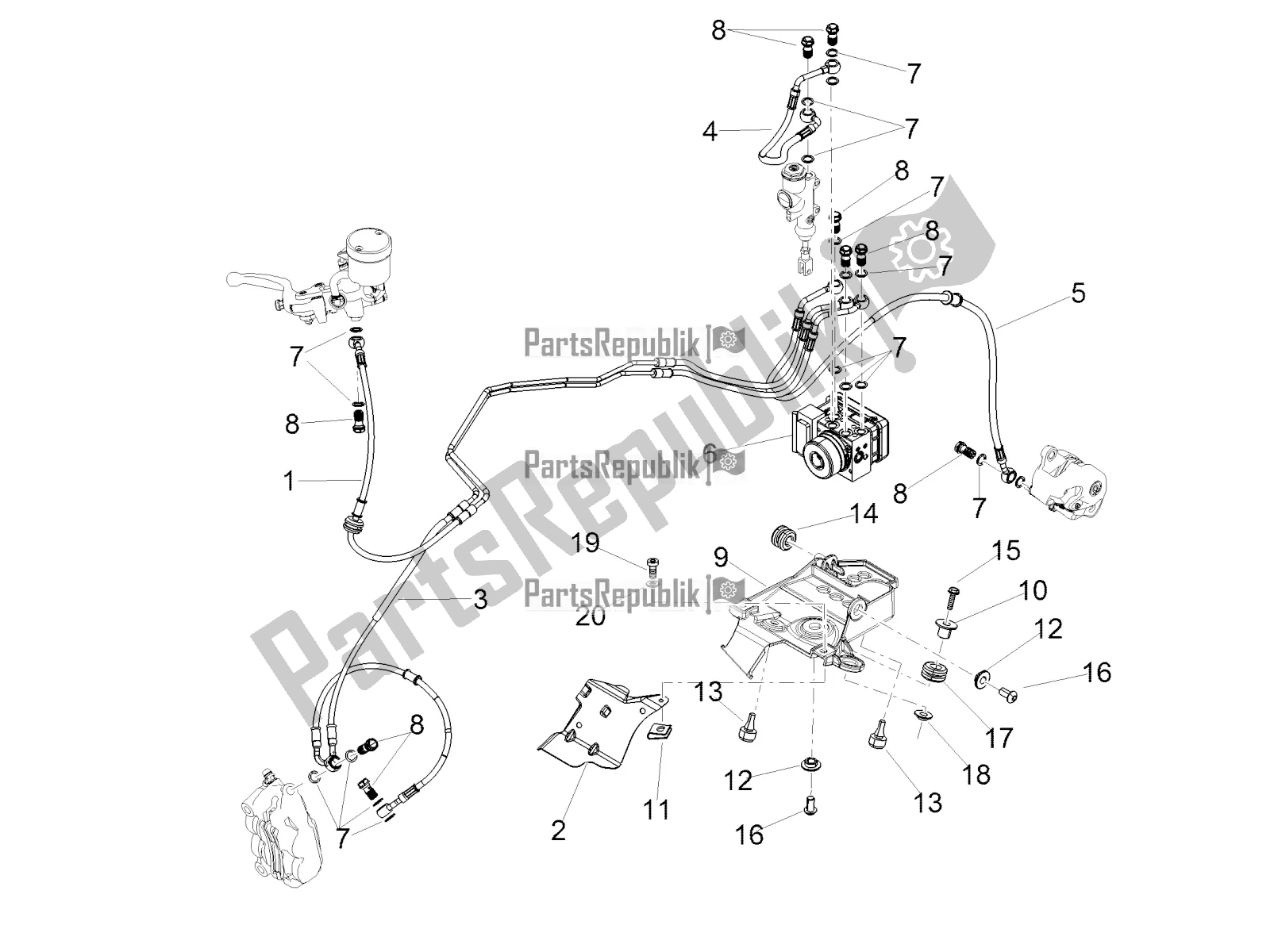 Todas las partes para Sistema De Frenos Abs de Aprilia Tuono V4 1100 RR ZD4 KGU 2017