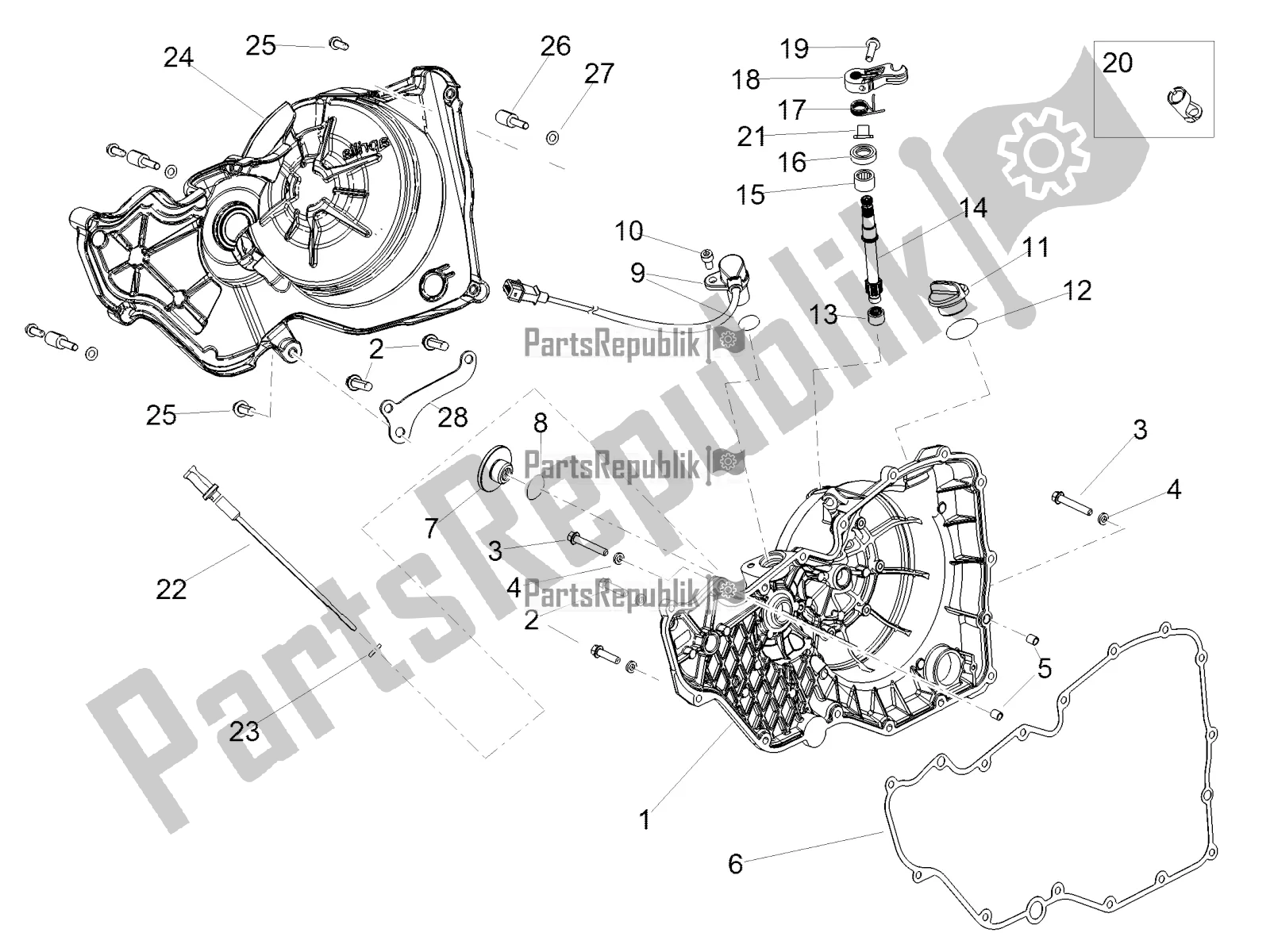 Toutes les pièces pour le Couvercle D'embrayage du Aprilia Tuono V4 1100 RR ZD4 KGU 2017