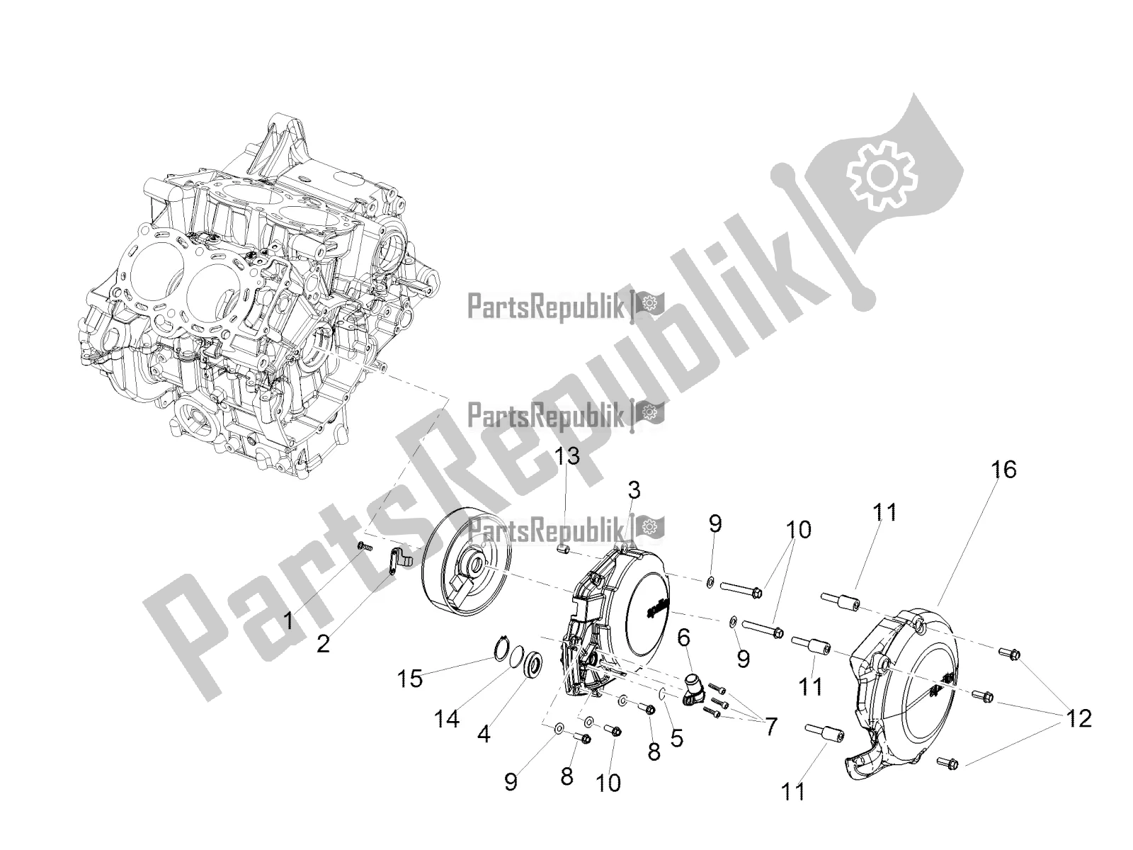 All parts for the Cover of the Aprilia Tuono V4 1100 RR ZD4 KGU 2017