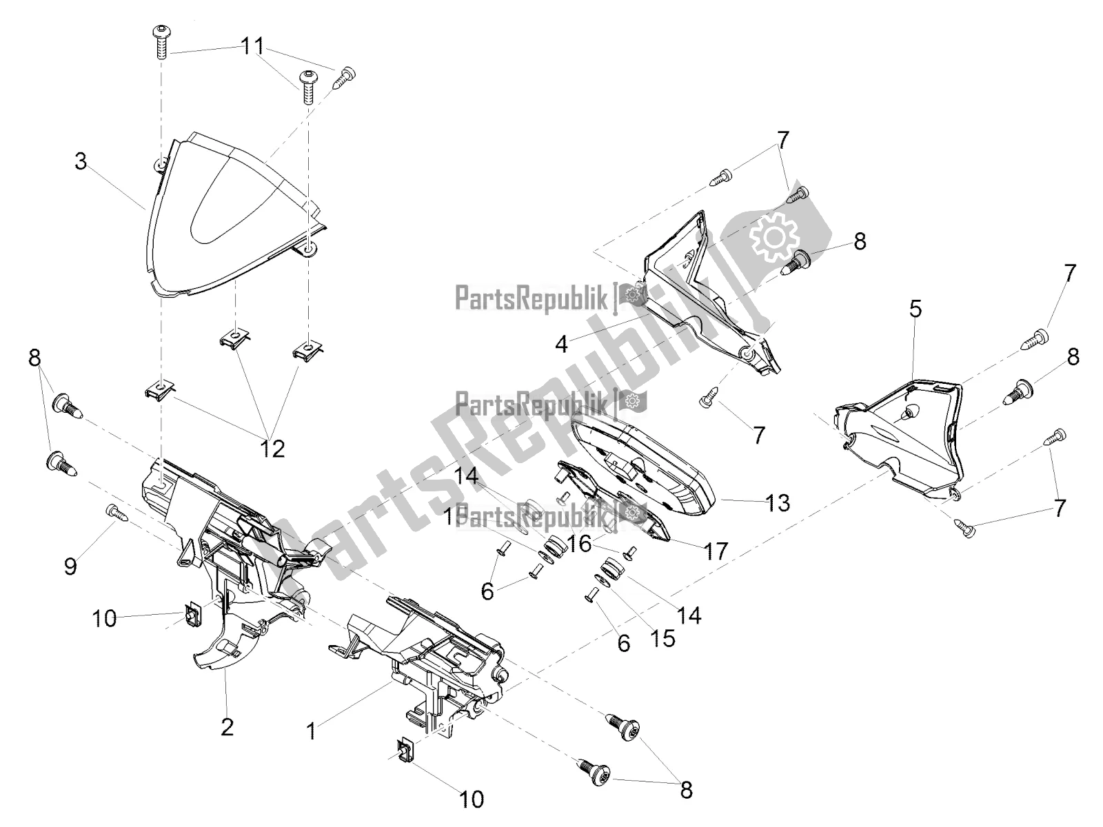 Alle onderdelen voor de Dashboard van de Aprilia Tuono V4 1100 RR ZD4 KGU 2017