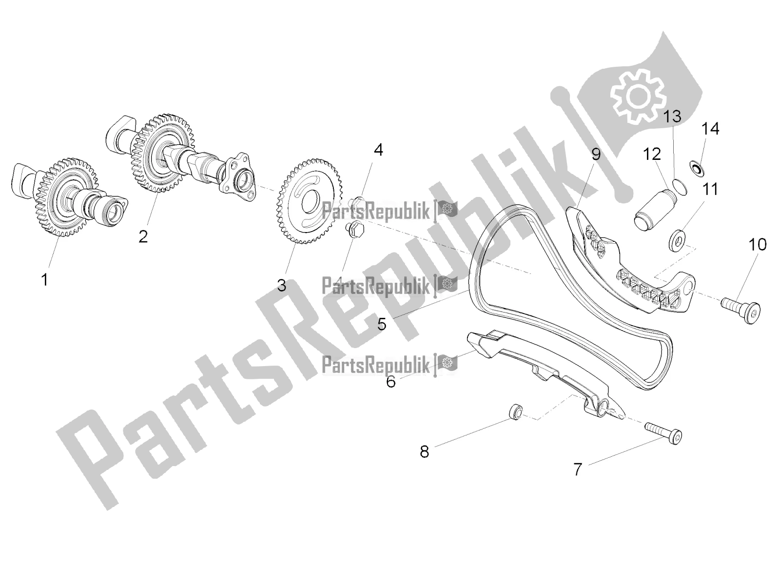 Toutes les pièces pour le Système De Calage Du Cylindre Avant du Aprilia Tuono V4 1100 RR ZD4 KGU 2017