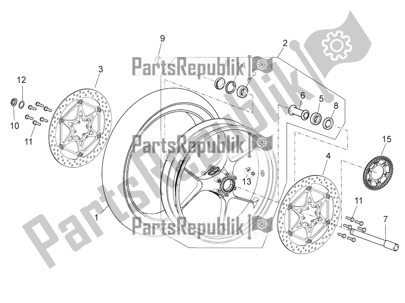 All parts for the Front Wheel of the Aprilia Tuono V4 1100 RR ZD4 KGU 2017