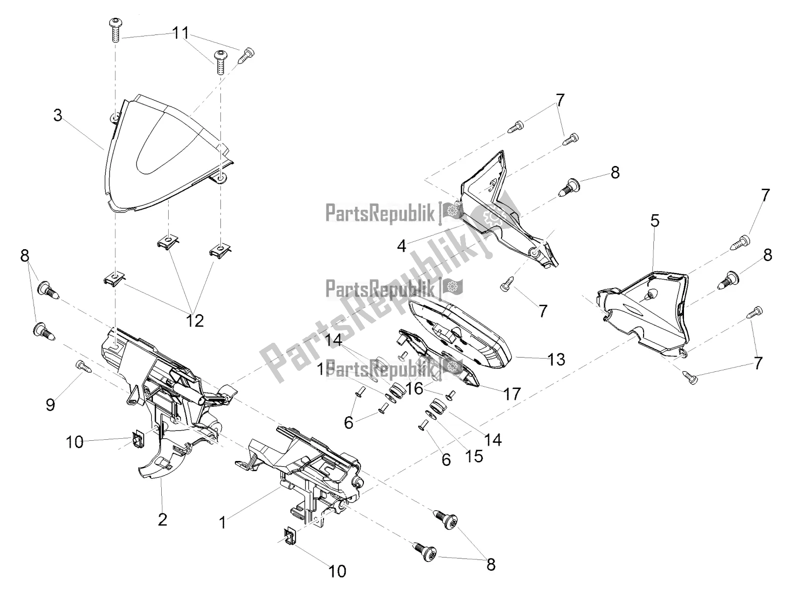 Todas as partes de Painel De Controle do Aprilia Tuono V4 1100 RR ZD4 KGU 2018