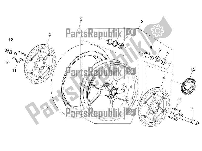 All parts for the Front Wheel of the Aprilia Tuono V4 1100 RR ZD4 KGU 2018