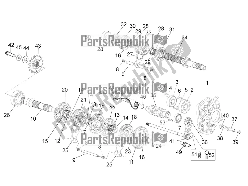 All parts for the Gear Box of the Aprilia Tuono V4 1100 RR ZD4 KGU 2018