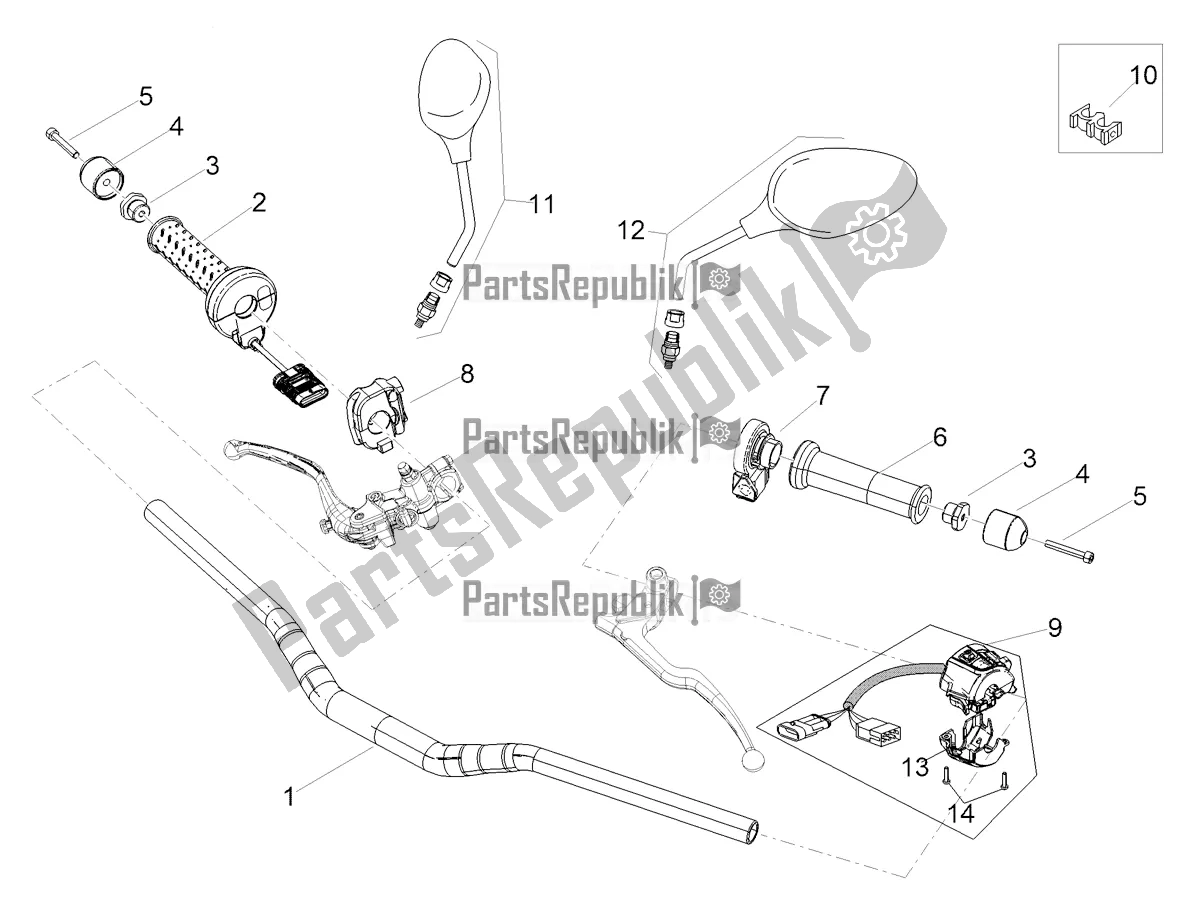 Tutte le parti per il Manubrio - Comandi del Aprilia Tuono V4 1100 RR ZD4 KGU 2018