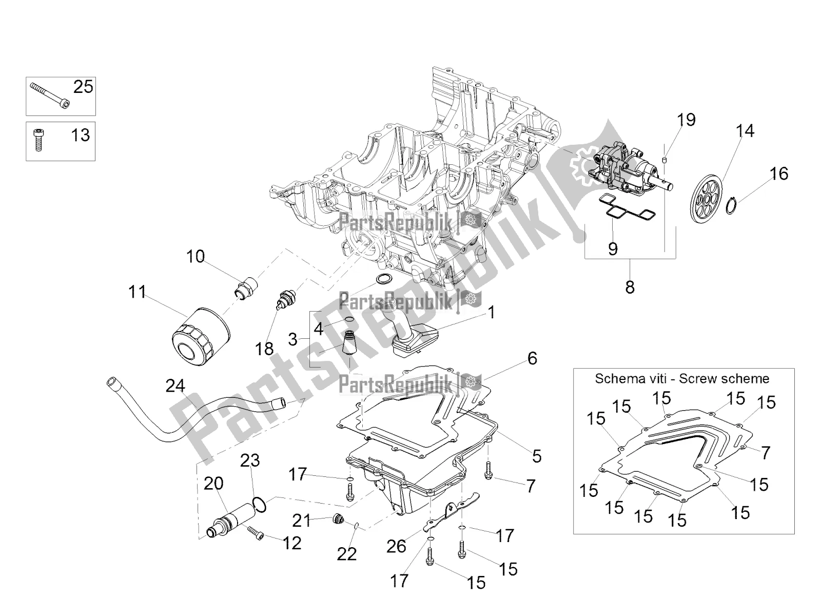 All parts for the Lubrication of the Aprilia Tuono V4 1100 RR ZD4 KGU 2018