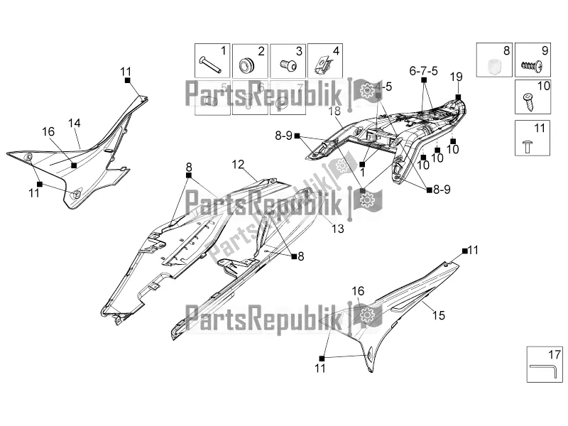 All parts for the Rear Body I of the Aprilia Tuono V4 1100 RR ZD4 KGU 2018