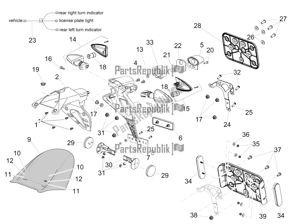 All parts for the Rear Body Ii of the Aprilia Tuono V4 1100 RR ZD4 KGU 2018