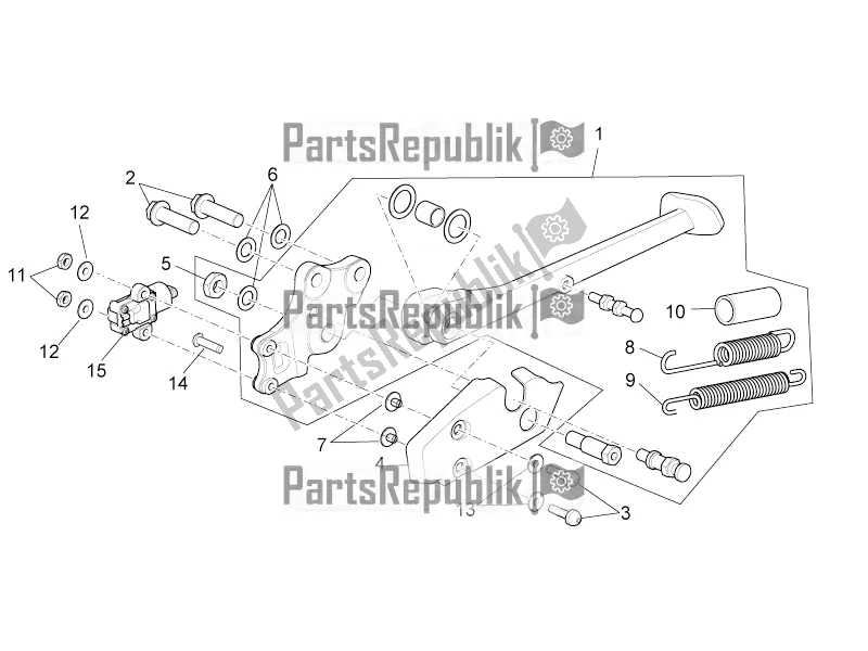 All parts for the Central Stand of the Aprilia Tuono V4 1100 RR ZD4 TYU 2019