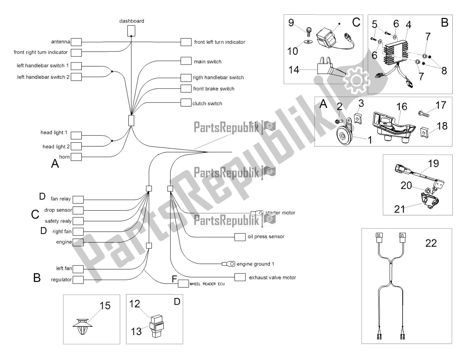 All parts for the Electrical System I of the Aprilia Tuono V4 1100 RR ZD4 TYU 2019