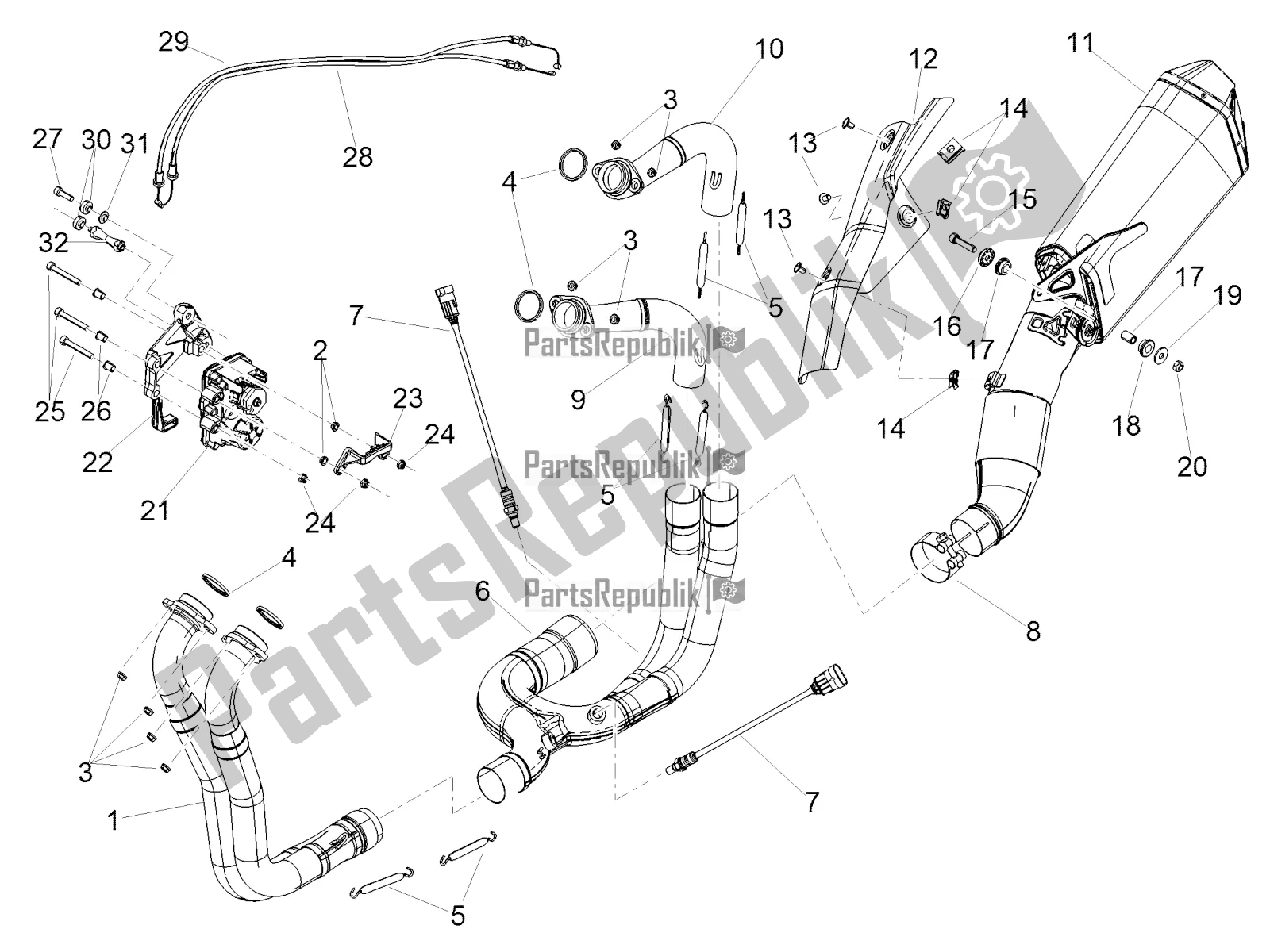 All parts for the Exhaust Pipe I of the Aprilia Tuono V4 1100 RR ZD4 TYU 2019